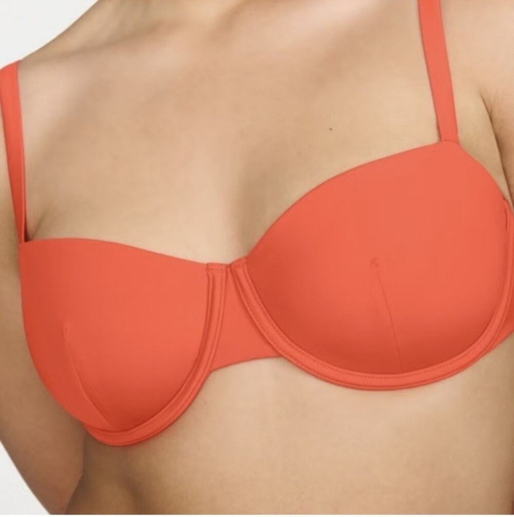 CUUP The Balconette Swimsuit Top Bikini Hibiscus Pink 14 34F 36E New Underwire